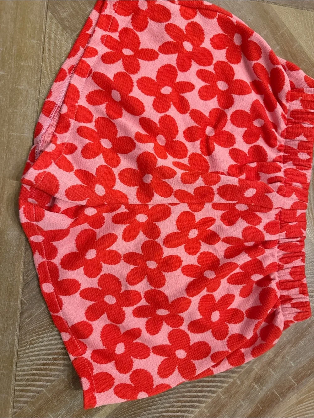 Old Navy Pink Knit Skort with Red Floral Print
